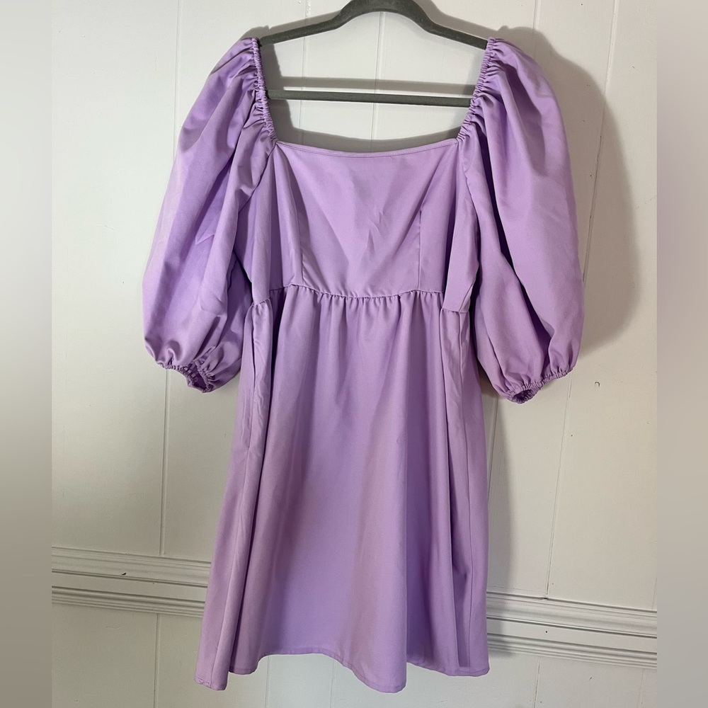 Niay Lavender Puff Sleeve Babydoll Dress Women’s Size Large